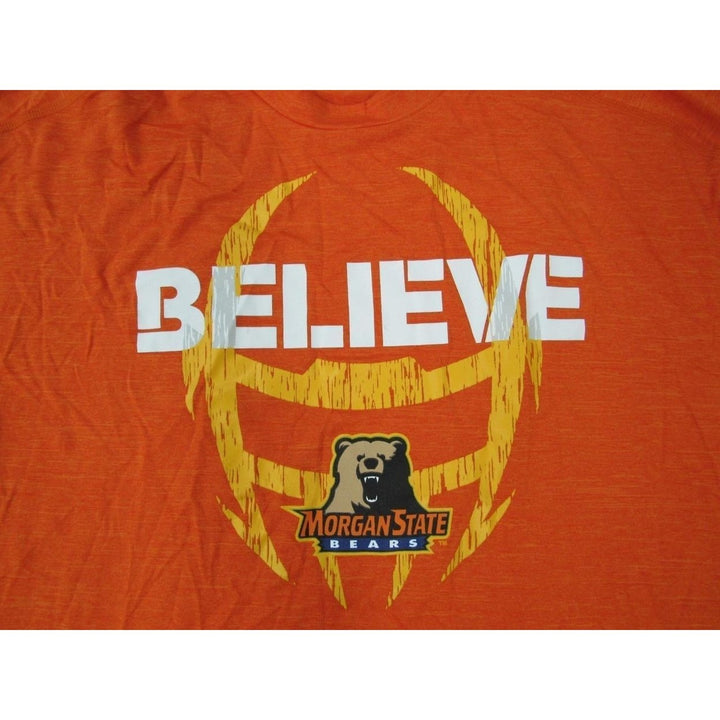 Morgan State Bears Believe Mens Size 2XL Adidas Climalite Orange Shirt 50 Image 3