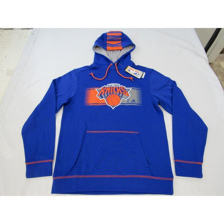 York Knicks Mens Size S Small Adidas Climawarm Polyester Blue Hoodie 75 Image 1