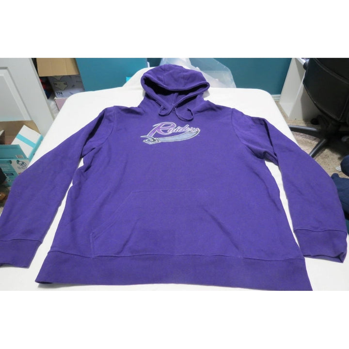 Mount Union Raiders Mens Size XL XLarge Purple Hoodie w/ Distressed Print Image 1