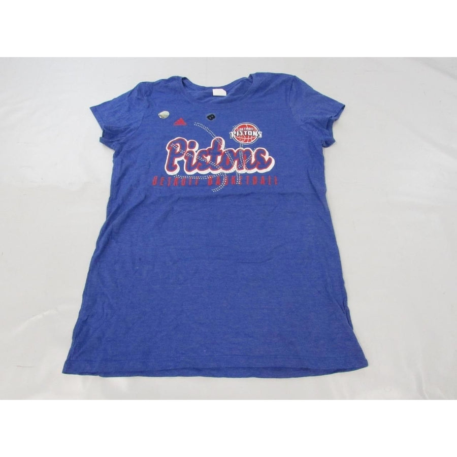 Detroit Pistons Bejeweled Womens Size XL XLarge Adidas Blue Shirt Image 1