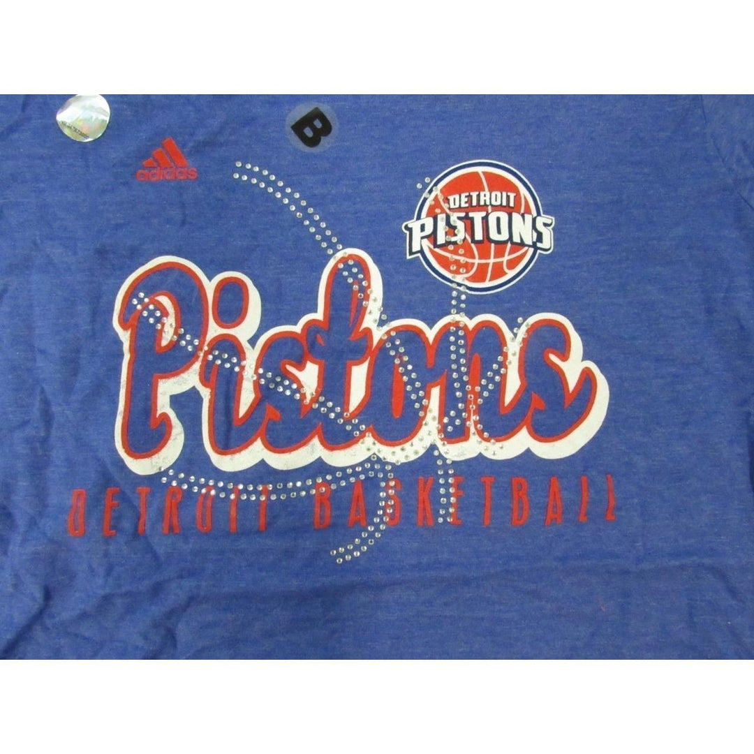 Detroit Pistons Bejeweled Womens Size XL XLarge Adidas Blue Shirt Image 3