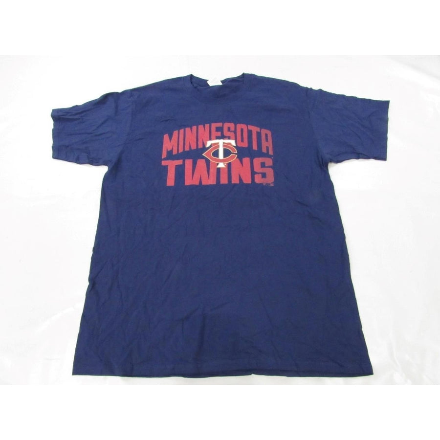 Minnesota Twins Mens Size L Large Navy Blue Shirt w/ distressed print Image 1