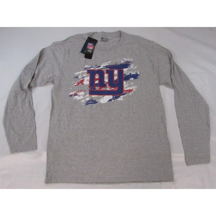 York Giants Mens Size L Large Gray Patriotic Style Long Sleeve Shirt Image 1