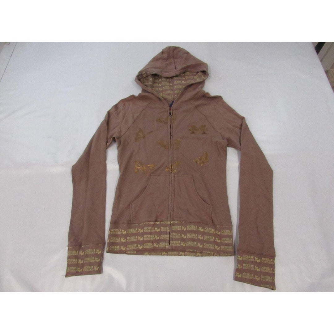 Michigan Wolverines Womens Size S Brown Light-Weight Full-Zip Jacket Hoodie Image 1