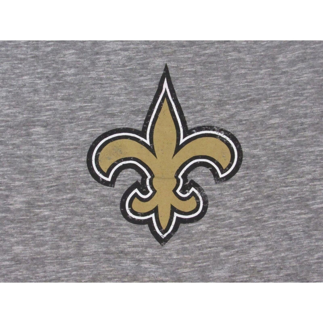 Orleans Saints Mens Size L Heather Gray Majestic Shirt w/ Distressed Print Image 3