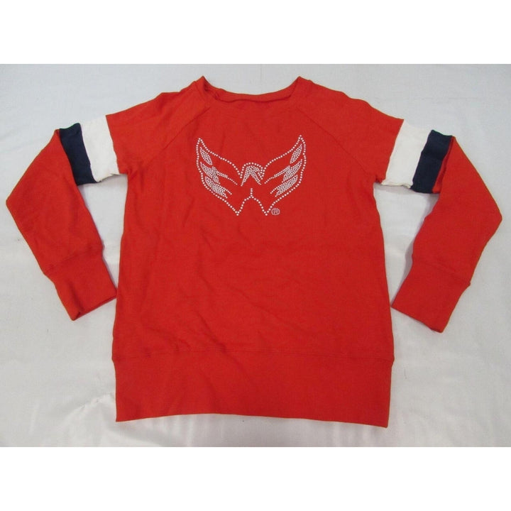 Washington Capitals Womens Size L Red Long Sleeve Shirt w/ Beaded Logo Image 1