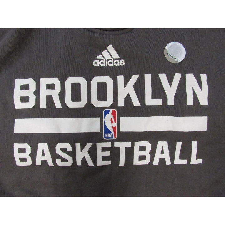 Brooklyn Nets Basketball Youth Size M (10/12) Gray Climawarm Adidas Hoodie Image 3