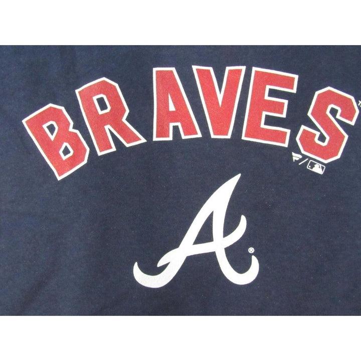 Atlanta Braves 27 Austin Riley Womens Size XL Dark Blue V-Neck Hoodie Image 3