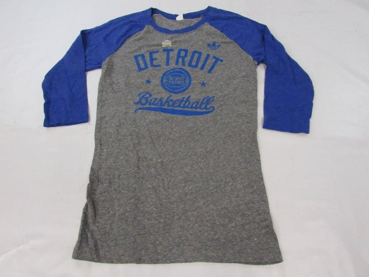 Detroit Pistons Womens Size M Adidas Gray Blue Raglan Style Shirt Image 1