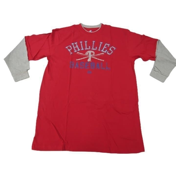 Philadelphia Phillies Mens Size 2XLT 2XL-Tall Majestic Long Sleeve Shirt Image 1