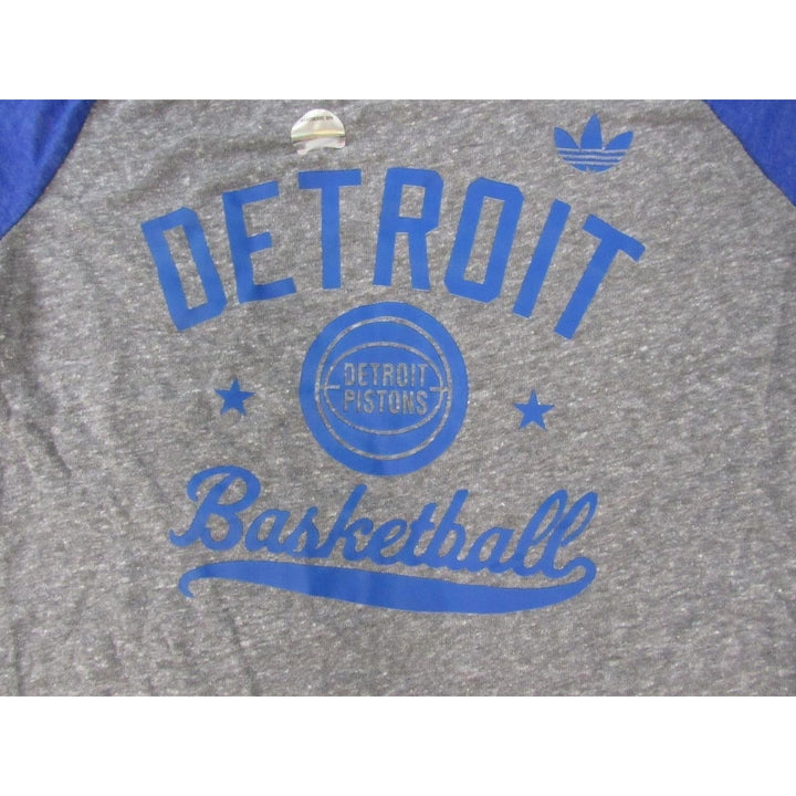 Detroit Pistons Womens Size M Adidas Gray Blue Raglan Style Shirt Image 3