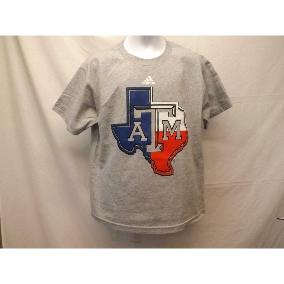 Texas AandM Aggies YOUTH Size L Large 14/16 Gray Patriotic Adidas Shirt Image 1