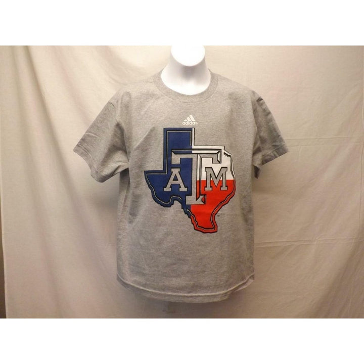 Texas AandM Aggies YOUTH Size L Large 14/16 Gray Patriotic Adidas Shirt Image 2