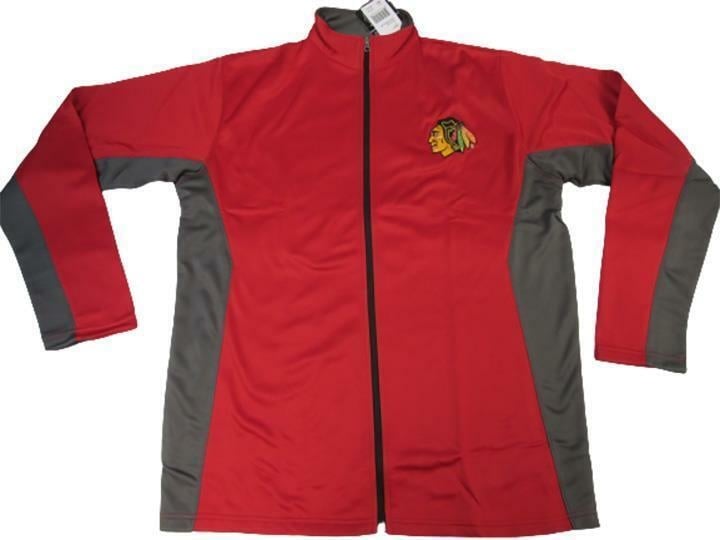 Chicago Blackhawks Mens Size M Medium-Tall Red Majestic Full Zip Track Jacket Image 1