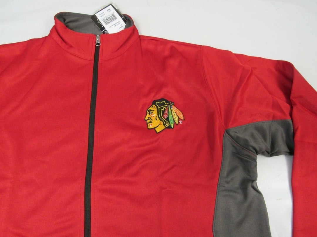 Chicago Blackhawks Mens Size M Medium-Tall Red Majestic Full Zip Track Jacket Image 2