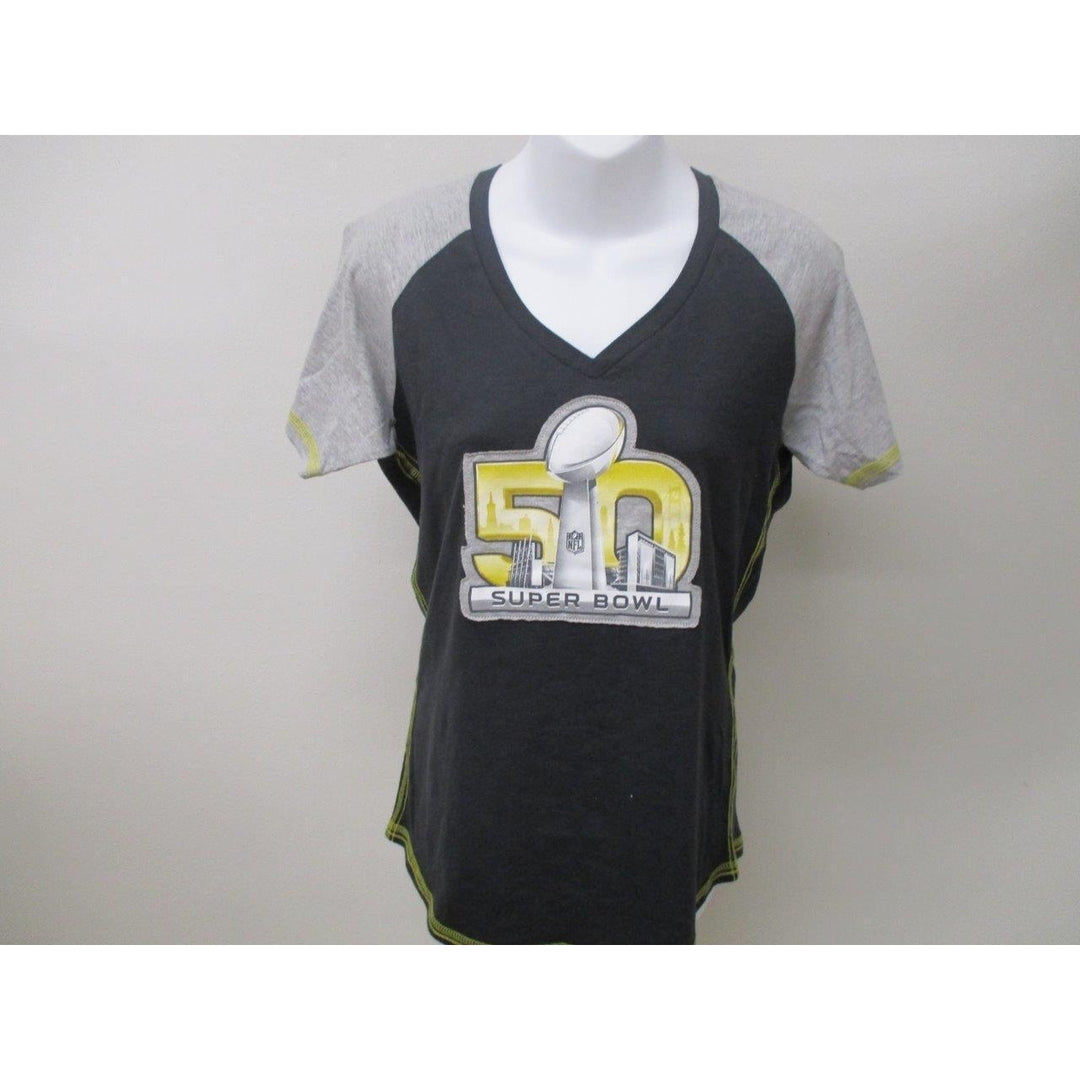 Super Bowl 50 Womens Size M Medium Majestic Black Shirt MSRP 32 Image 2