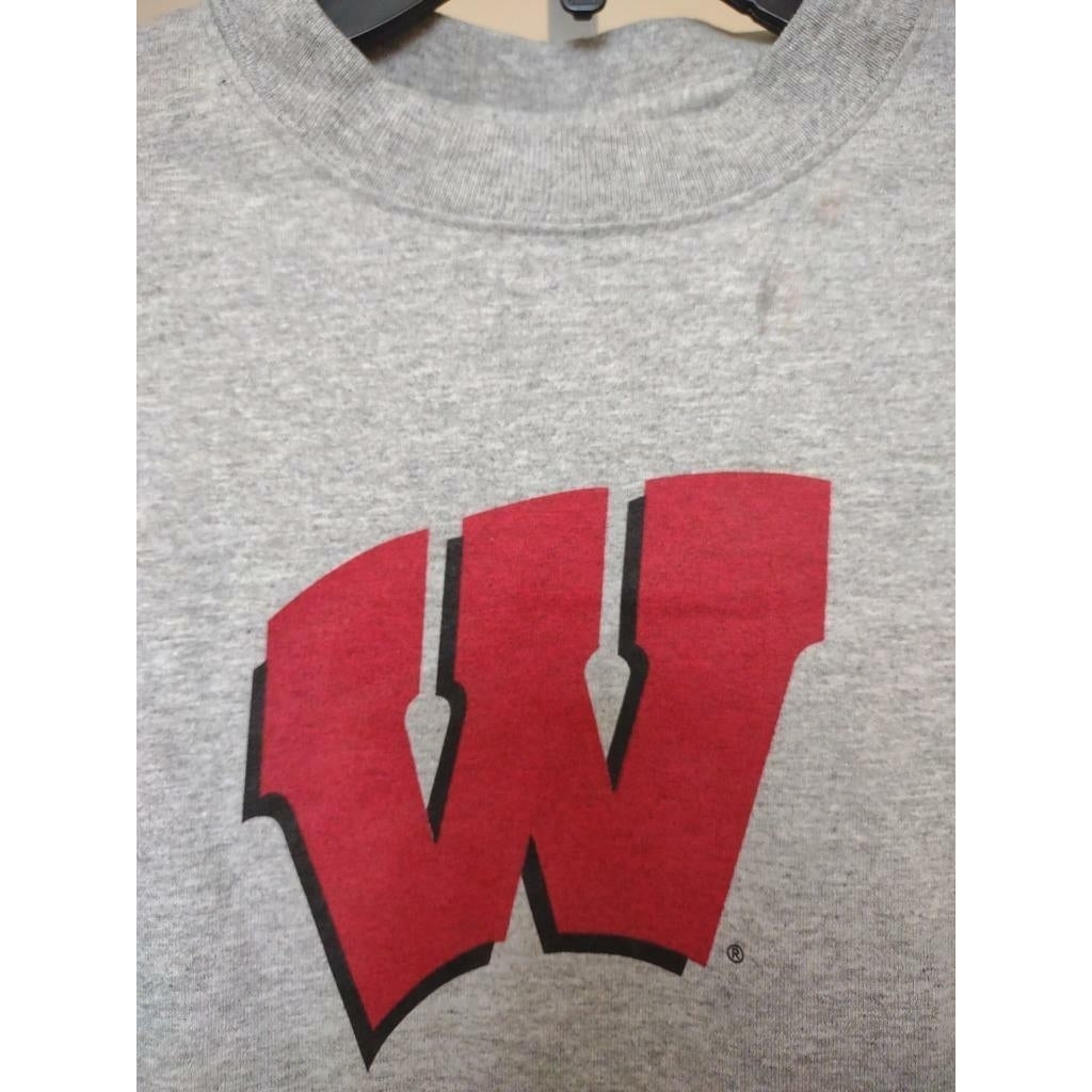 -Minor Flaw Wisconsin Badgers Youth Size M Medium 8/10 Gray Shirt Image 2