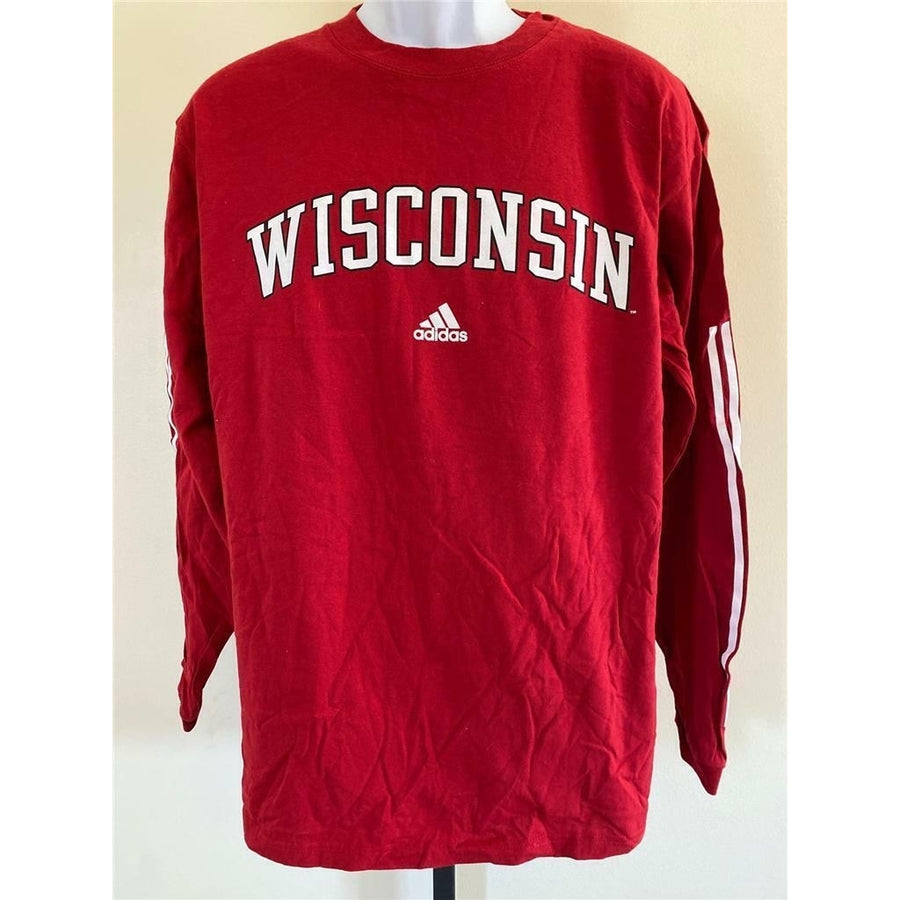 Wisconsin Badgers Mens Size M Medium Red Adidas Shirt Image 1