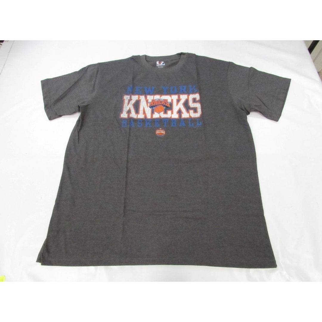 York Knicks Mens Sizes 2XLT 2XLarge-Tall Gray Majestic Shirt Image 1