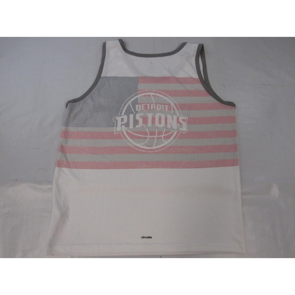 Detroit Pistons Patriotic Mens Size 2XL White Adidas Tank Shirt 32 Image 2