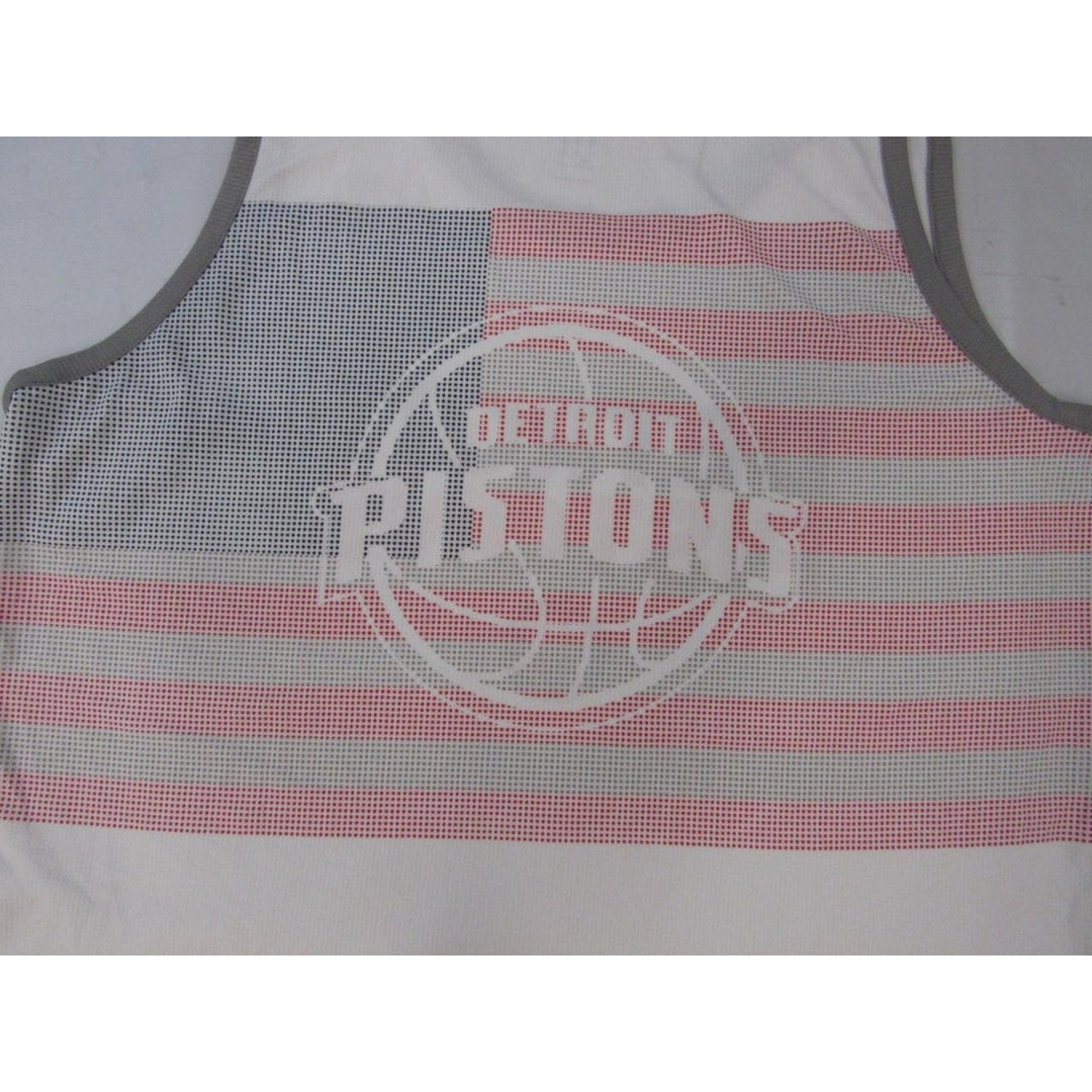 Detroit Pistons Patriotic Mens Size 2XL White Adidas Tank Shirt 32 Image 6