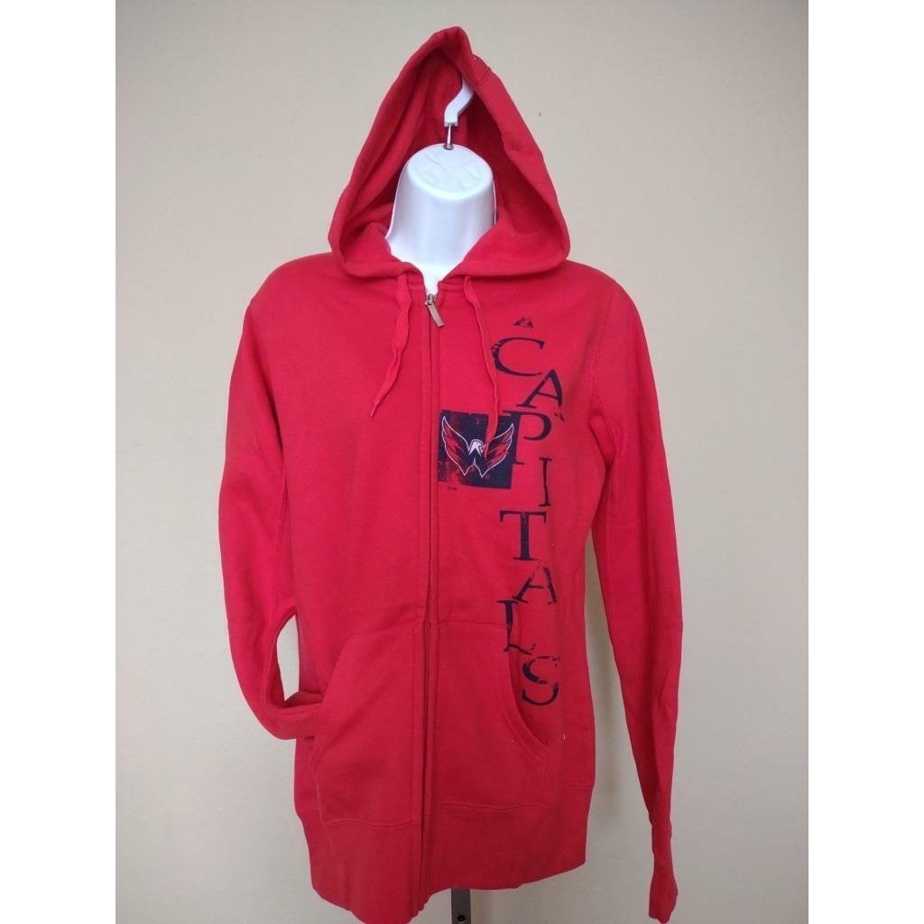 -Minor Flaw Washington Capitals Womens Size M Red Majestic Full Zip Hoodie Image 1