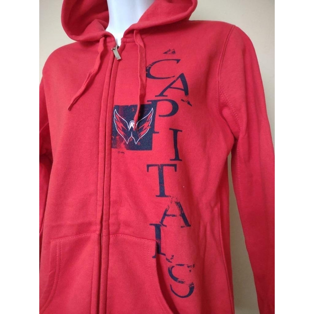 -Minor Flaw Washington Capitals Womens Size M Red Majestic Full Zip Hoodie Image 2