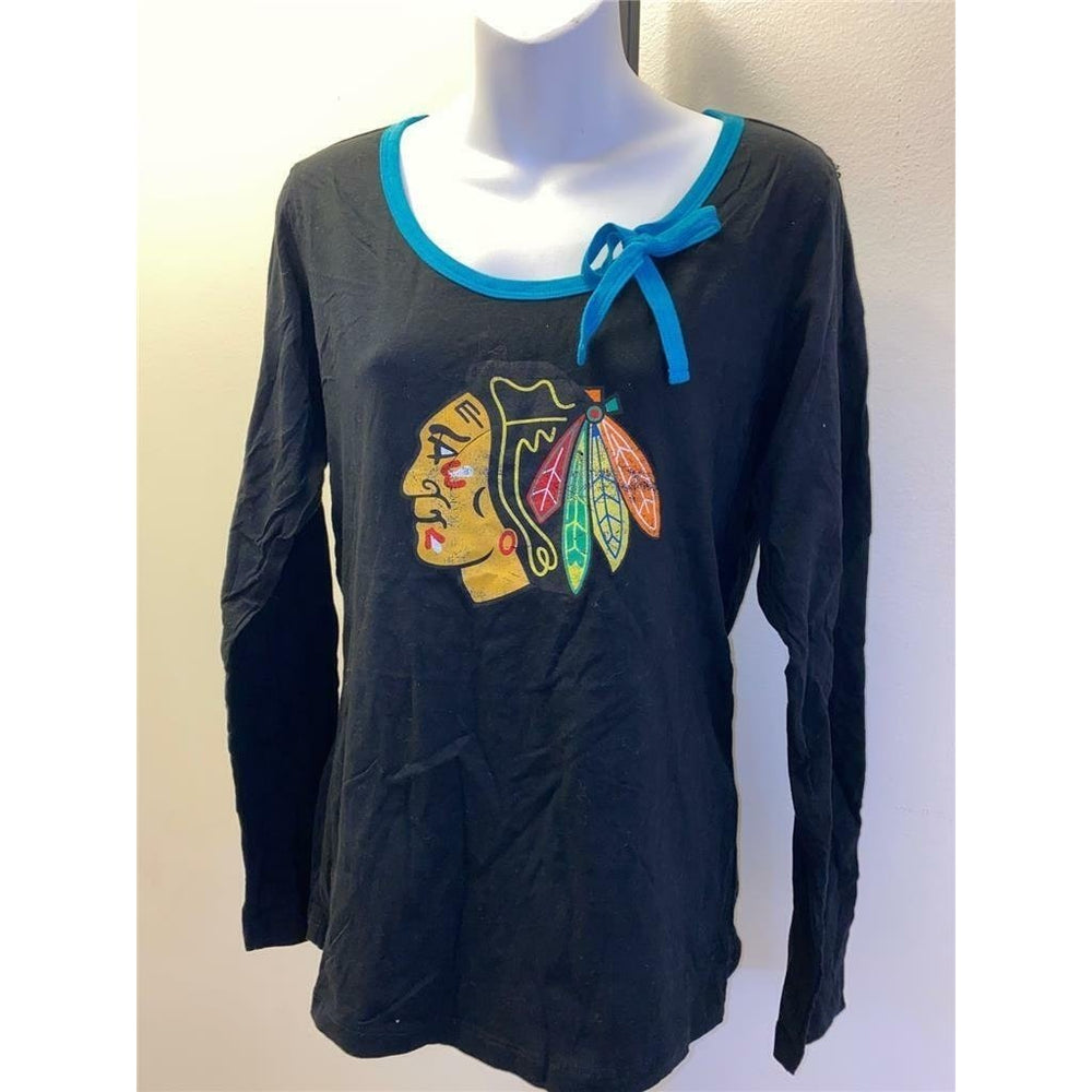 Chicago Blackhawks Womens Size XL Black Shirt Image 2