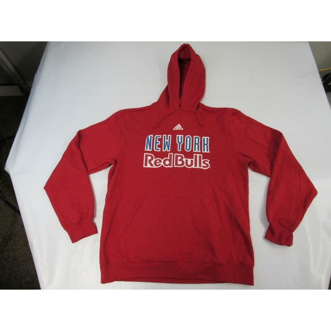 York Red Bulls Mens Size M Medium Red Adidas Hoodie Image 4