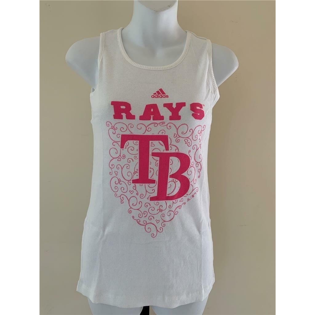 Tampa Bay Rays Youth Size M Medium White Adidas Tank Top Image 1