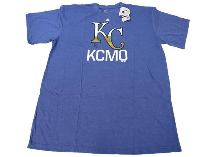 Kansas City Royals KCMO Mens Size 2XL-Tall Majestic Blue Shirt Image 1