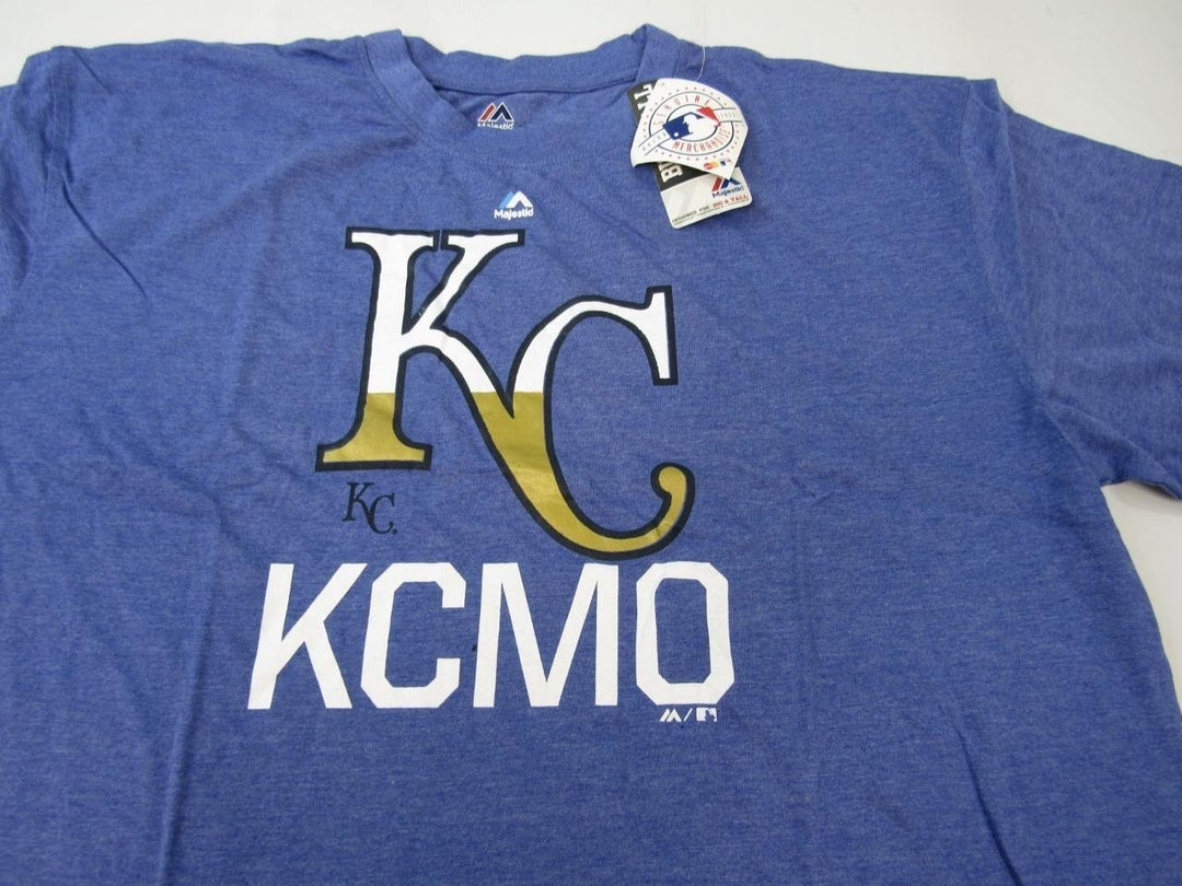 Kansas City Royals KCMO Mens Size 2XL-Tall Majestic Blue Shirt Image 3