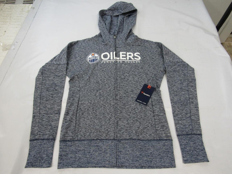 Edmonton Oilers Womens Size S Heathered Navy Full Zip Jacket with Hood Image 1