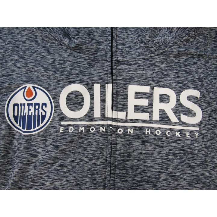 Edmonton Oilers Womens Size S Heathered Navy Full Zip Jacket with Hood Image 3