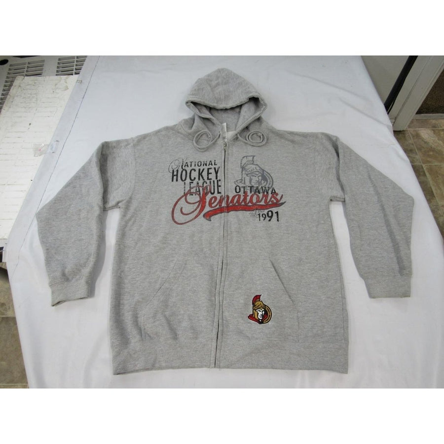 Ottawa Senators Since 1991 Mens Size L Large Gray Fullzip Jacket with Hood Image 1