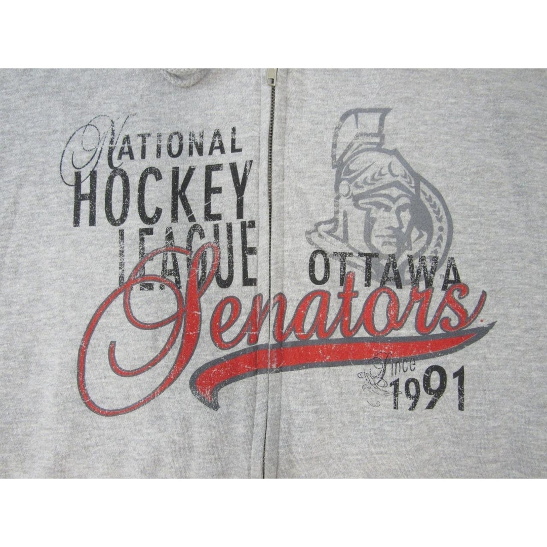 Ottawa Senators Since 1991 Mens Size L Large Gray Fullzip Jacket with Hood Image 3