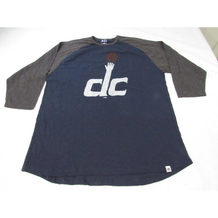 Washington Wizards Mens Size 2XLT Adidas Blue Gray Raglan Style Shirt Image 1