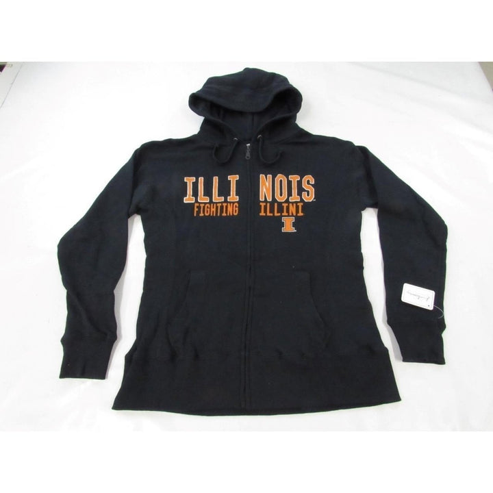 Illinois Fighting Illini Womens M Medium Black Full-Zip Jacket Hoodie Image 2