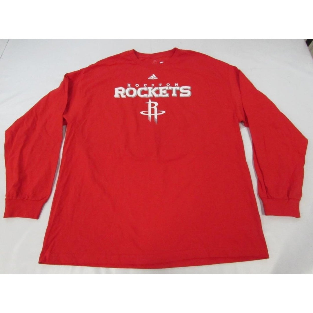 Houston Rockets Mens Size 2XL 2XLarge Adidas Red Long Sleeve Shirt Image 1