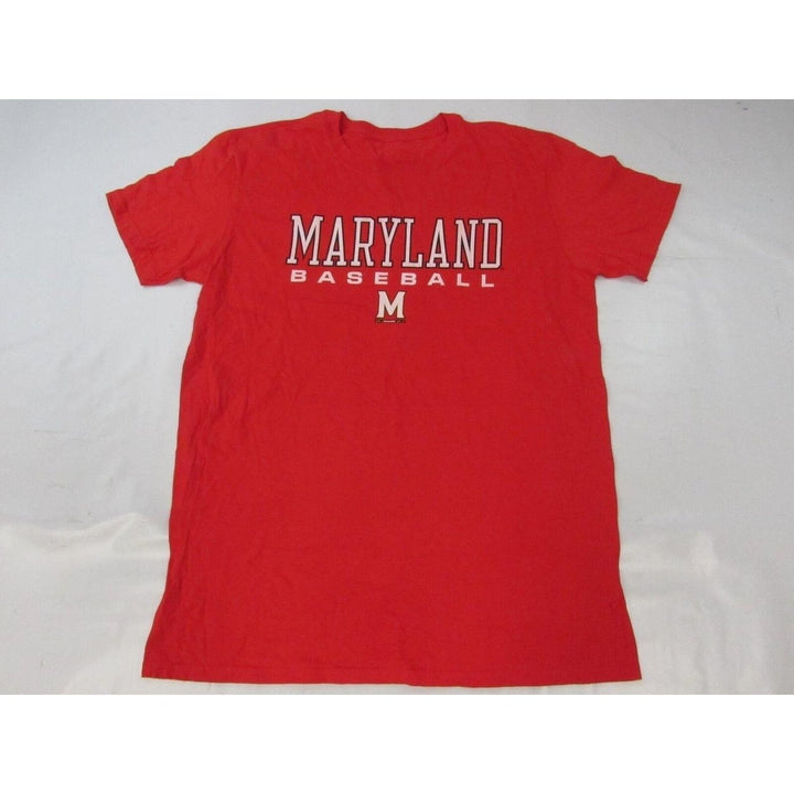 University of Maryland Terrapins Baseball Mens Size L Large Red Shirt Image 1