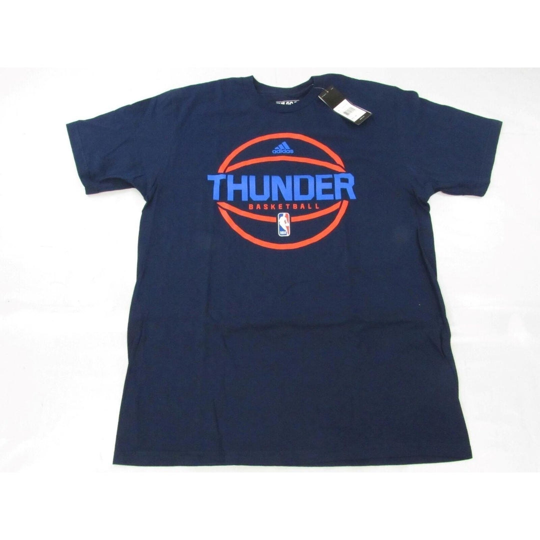 Oklahoma City Thunder Mens Size L Large Adidas Dark navy Blue Shirt 22 Image 4