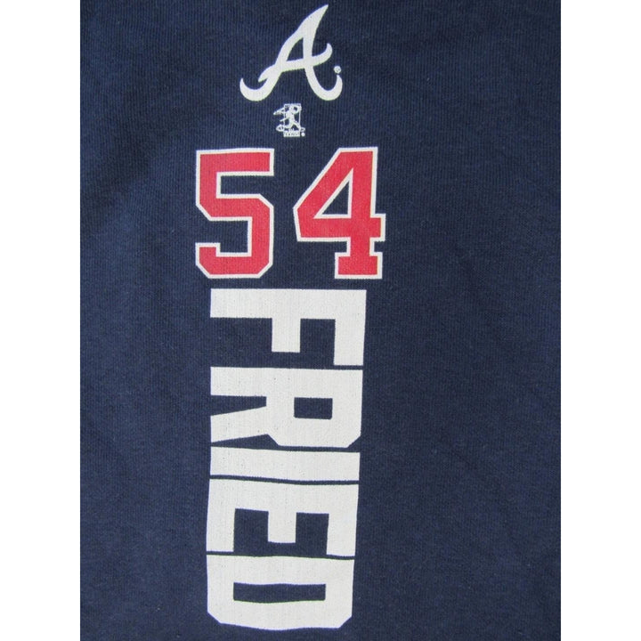 Atlanta Braves 54 Max Fried Mens Size S Small Navy Blue Hoodie Image 4