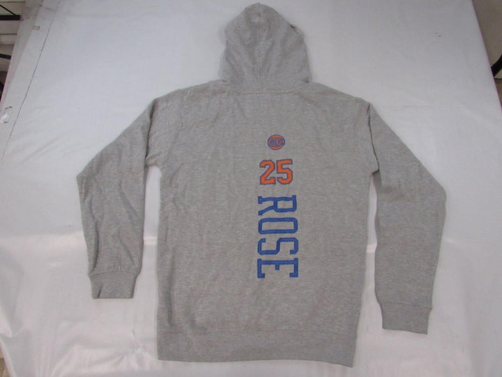 -Flaw- York Knicks 25 Derrick Rose Mens Size M Medium Gray Hoodie Image 2