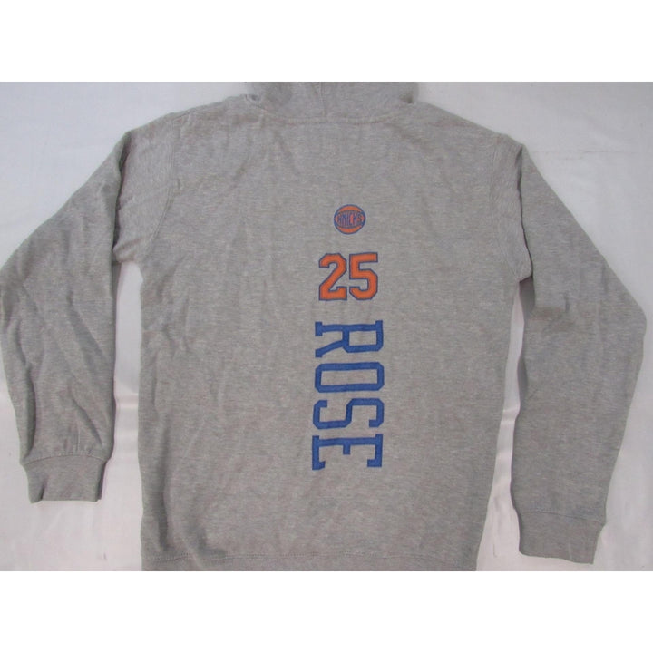 -Flaw- York Knicks 25 Derrick Rose Mens Size M Medium Gray Hoodie Image 6