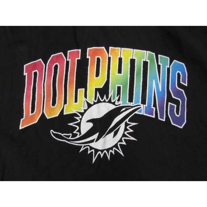 Miami Dolphins Rainbow Print Mens Size 4XLB 4XLarge-Big Black Shirt Image 3