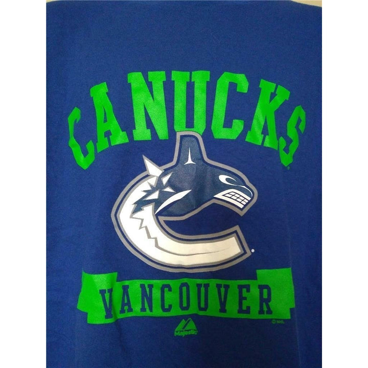 Vancouver Canucks Youth Size L Large Blue Majestic Shirt Image 2