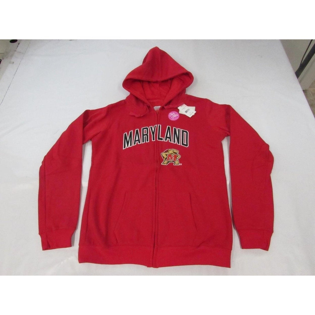 Maryland Terrapins Womens Size XL XLarge Red Full-Zip Jacket Hoodie 50 Image 1