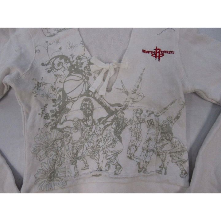 Houston Rockets Womens Size S Small White Deep V-Neck Hoodie Image 2