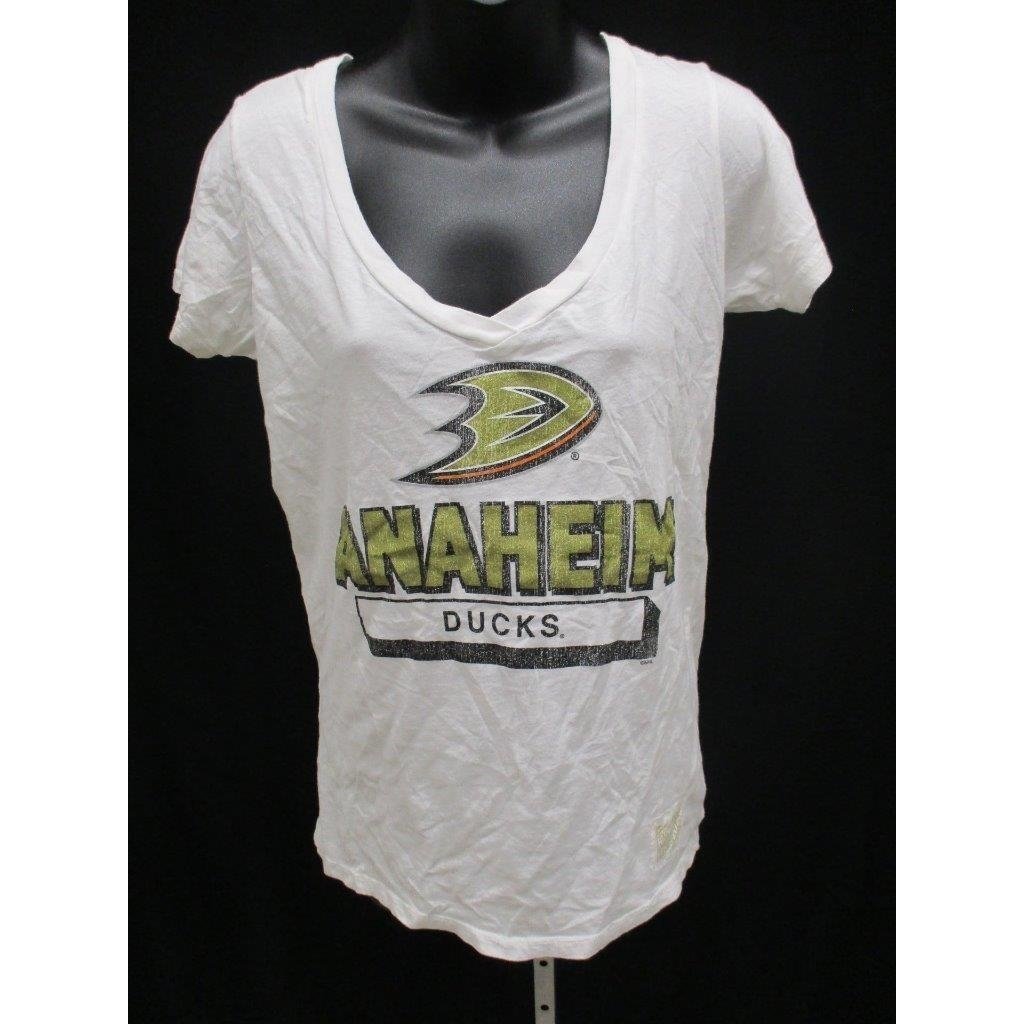 Anaheim Ducks Adult Womens Size L Large White V-Neck Shirt Image 1