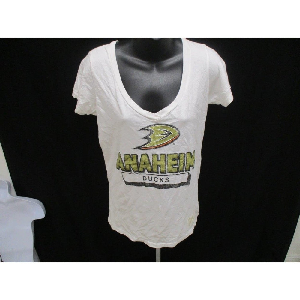 Anaheim Ducks Adult Womens Size L Large White V-Neck Shirt Image 2